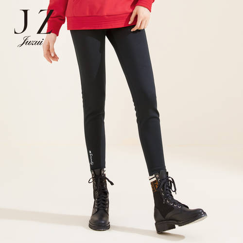 JUZUI/ 지우 지 공식 플래그십스토어  겨울철 신제품 신상 블랙 하이웨이스트 패션 트렌드 9 점 얇은 다리 여성용 캐주얼 팬츠 바지