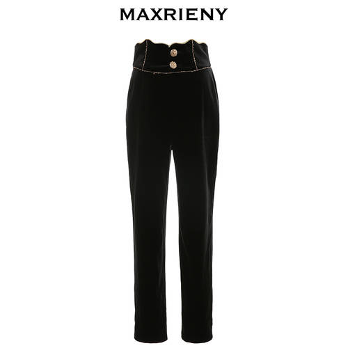MAXRIENY 가을 신상 신형 신모델 하이웨이스트 슬림핏 슬림핏 긴바지 롱 팬츠 여성용 올매치 코디하기 쉬운 분위기 레트로 블랙 연필 바지