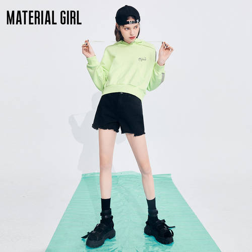 Material Girl 블랙 하이웨이스트 데님 쇼트 바지 여성 스트레이트 핏 루즈핏 올매치 신제품 신상 바지  가을