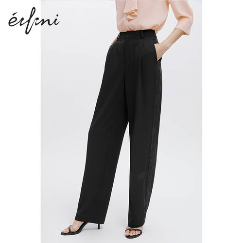 【 백화점 동일상품 】 EIFINI  가을 새로운 제품 한국판 블랙 하이웨이스트 와이드 캐주얼 팬츠 바지 1B7251601