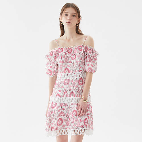 COCOON 백화점 동일상품  여름옷 신상 여성 의류 스트랩 일자 숄더 스위트 프린팅 밴딩 원피스 5