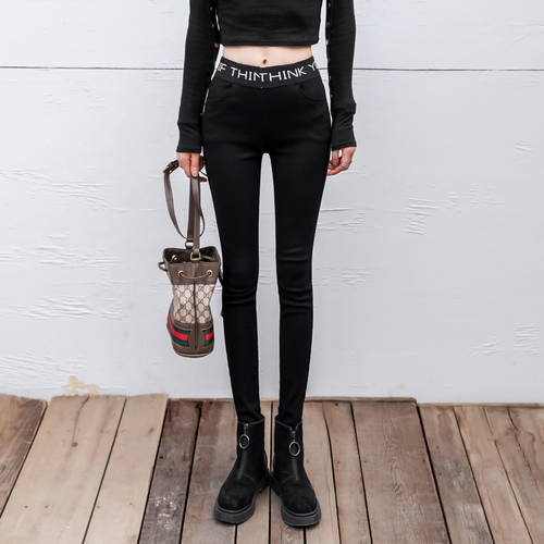 블랙 레깅스 여성용 위에 걸쳐 입는  가을 신제품 신상 올매치 하이웨이스트 슬림핏 슬림 얇은 다리 연필 매직 바지