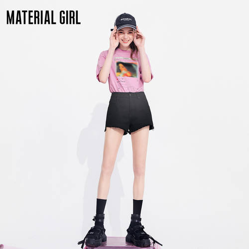 Material Girl 퍼플 반팔 요즘핫템 셀럽 티셔츠 T셔츠 여성용 ins 요즘핫한 순면 상의  가을 신제품 신상 패션 트랜드