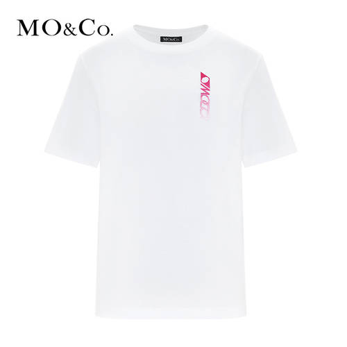MOCO 써머 여름용 신제품 라운드 넥 자수 캐치프레이즈 프린팅 순면 피부 친화적 티셔츠 T셔츠 MBO2TEE005 Mo Anke