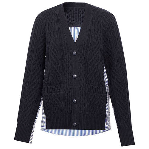 GIRDEAR  가을 겨울 옷 신제품 신상 루즈핏 플리스 소재 니트 편직 조각 무늬 가디건 케이스 여성용 스웨터 니트 A400526
