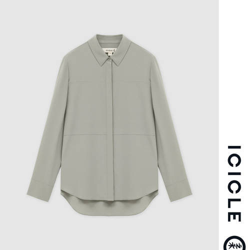 【 광군제 예약 판매 】ICICLE ICICLE 여성복  가을 에디션 크레프드신 실크 루즈핏 여성용 셔츠