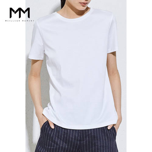 백화점 동일상품 MM MEILLEUR MOMENT 슬림핏 순면 ins 반소매 소중한 피부 흰색 반팔 티셔츠 T셔츠 여성용 5990411207791