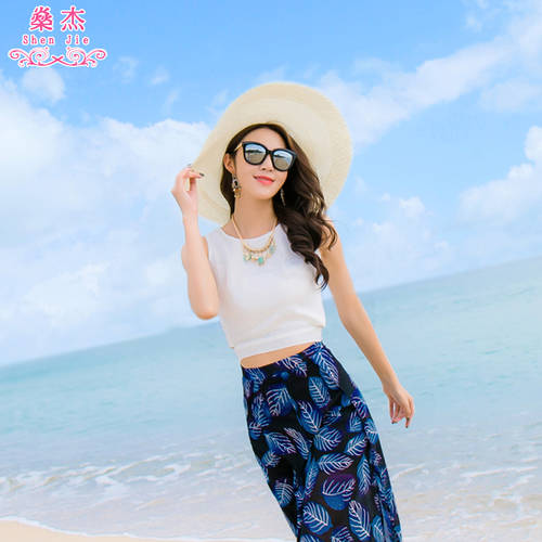 Shen Jie 해변 휴가 비치 여름 조끼 시폰 여성용 화이트 이너 위에 걸쳐 입는 상의 티셔츠 T셔츠 스트랩 조끼