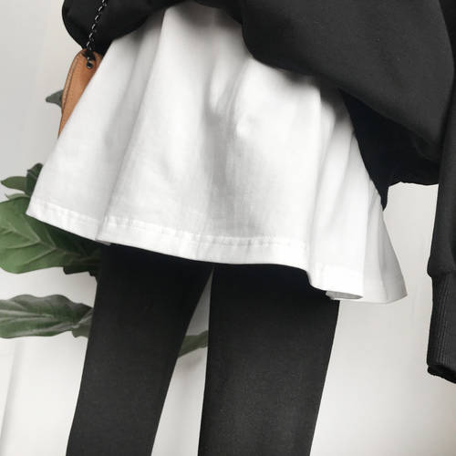 훌 스커트 겨울 니트랑 매치하는 치마 스웨터 베이스 아이템 이너 레이어드 흰색 테두리 학생용 짧은 치마 여성용