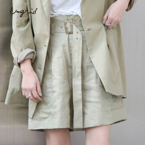 Ungrid 일본풍 여성복  여름 상품 단색 루즈핏 넥타이 허리 포함 패션유행 청순 창작 아트 레트로 반바지 숏팬츠