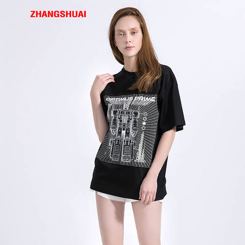 ZHANG SHUAI 엠보싱 인쇄 트랜스포머 옵티머스 프라임 티셔츠 T셔츠 남여공용 착장 상품