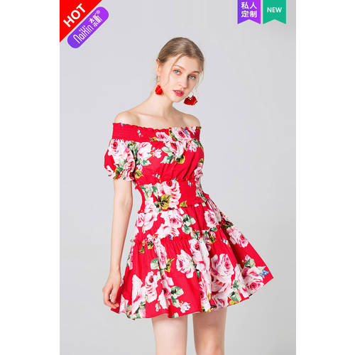 나이 신 주문제작 132870 여성복 스위트 일본풍 꽃무늬 일자 어깨 벨트 꼬마 작은 키 짧은 드레스 여름