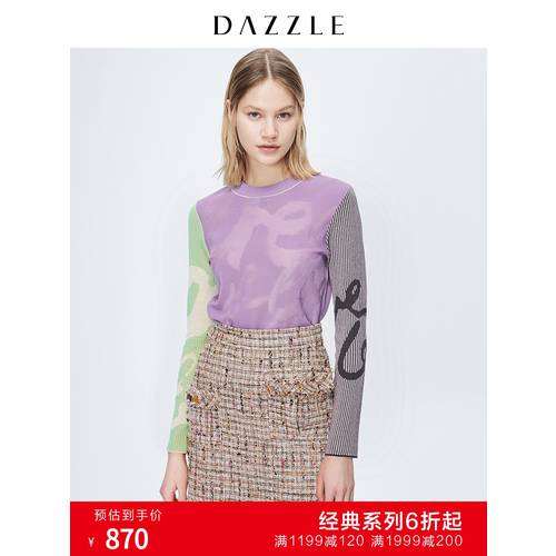 DAZZLE DAZZLE 봄옷 제품 상품 중공업 알파벳 자카드 패턴 디자인 니트 니트 여성용 2C4E4352X