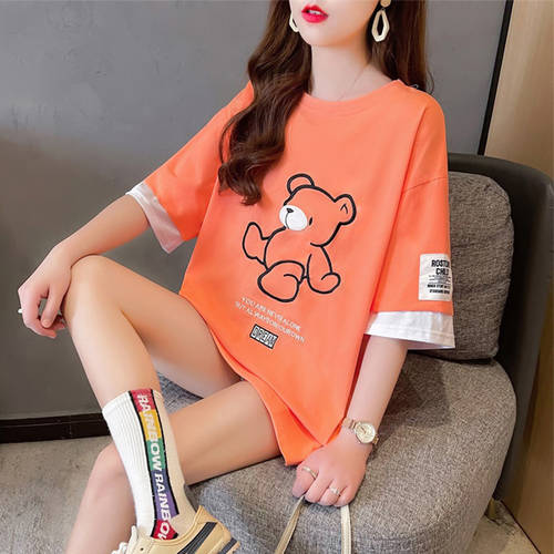 요즘핫템 셀럽 ins 요즘핫한 반팔 t 셔츠 여성용 한국 스타일 루즈핏 하라주쿠 스타일 chic 홍콩 스타일 레이어드 레이어링 상의 티셔츠 패션 트렌드