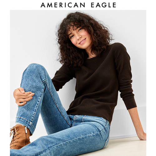 AEO 신상 여성용 직진 튜브 레저 라운드 넥 긴 소매 긴팔 티셔츠 T셔츠 American Eagle 3376_7884