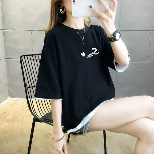 요즘핫템 셀럽 ins 요즘핫한 반팔 t 셔츠 여성용 여름철 한국판 루즈핏 유니크 스타일리쉬한 디자인 XIAOZHONG 개성화 레이어드 레이어링 상의 티셔츠 패션 트렌드