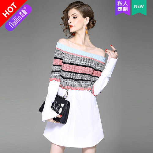 나이 신 주문제작 36218  소녀감성 스타일 슬림핏 슬림핏 일자 칼라 드레스 스위트 짧은 치마 체크무늬 패션 트렌드