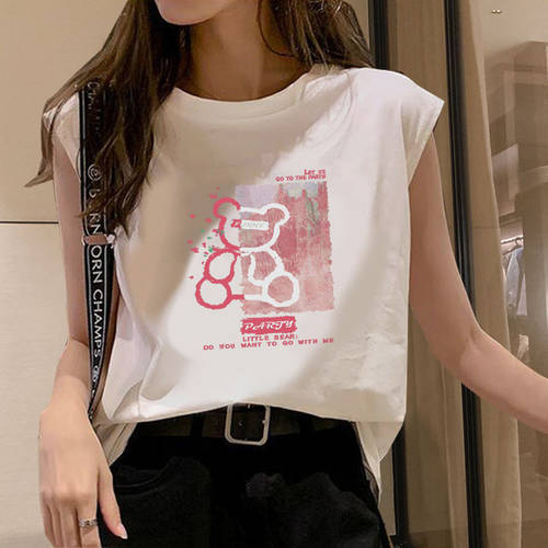 요즘핫템 셀럽 밖의 조끼를 입으십시오 여성 슬링 유니크 스타일리쉬한 디자인 XIAOZHONG 개성화 화이트 민소매 티셔츠 T셔츠 운송 움직임 베이스 이너 루즈핏 상의