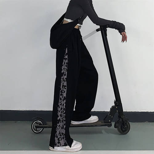 블랙 바지 여성  신상 신형 신모델 하이웨이스트 슬림핏 와이드 팬츠 브레스트 루즈핏 직진 튜브 레저 바지 높이 거리 ins 패션 트렌드