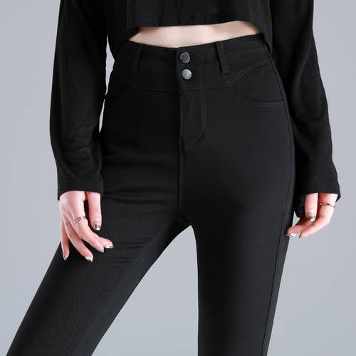 하이웨이스트 레깅스 여성용 위에 걸쳐 입는 나츠 보 제품 상품  신형 신모델 블랙 스판 키 커보이는 슬림핏 슬림 연필 얇은 다리 바지