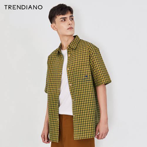 TRENDIANO 트렌디 유행 브랜드  신제품 신상 가을 남성의류 셔츠 체크무늬 짧은 소매 셔츠 남성용 3RC3013800