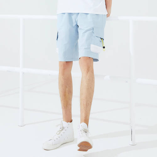 METERS/BONWE 캐주얼 작업용 반바지 남성 패션 트랜드 컬러 매칭  신제품 신상 여름 큰 포켓 5부 바지 중형 반바지 남성