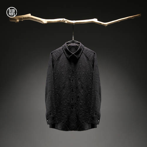 GUIXIN 오리지널 디자이너 남성의류 차이나스타일 전통 느낌 신사용 남성용 롱 소매 셔츠 남성용 린넨 블랙 셔츠 캐주얼