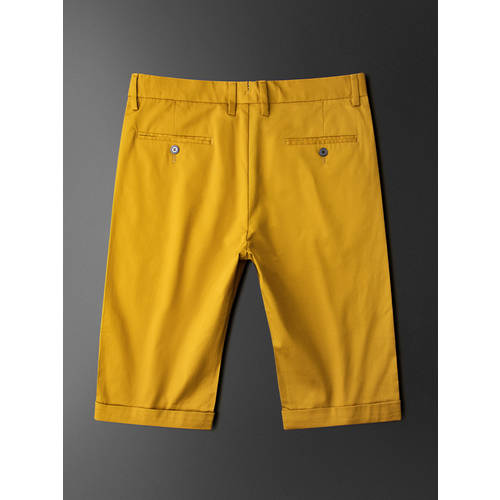 옐로우 반바지 남성 슬림핏  써머 여름용 얇은 패션 트렌드 심플 청년 캐주얼 5부 바지 컬러 바지 패션 트렌드