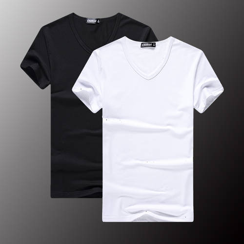 화이트 컬러 블랙 반팔 t 셔츠 남성 반소매 면 단색 이너 슬림핏 티셔츠 슬림 옷 러닝셔츠