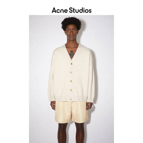 Acne Studios 초가을 신상 신형 신모델 신사용 남성용 베이지 V 칼라 뜨개질 가디건 외투 아우터 B60200-COW