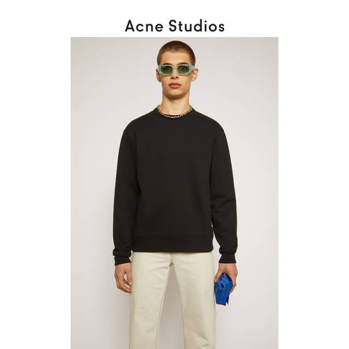 Acne Studios 봄 가을 검정 맨투맨 남성 얇은 클래식 루즈핏 라운드 넥 스포츠 셔츠 BI0084-900