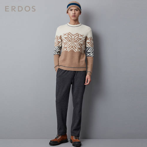 ERDOS 가을 겨울 신제품 라운드 넥 남성 뜨개질 셔츠 캐시미어 스웨터 개성있는 디자인 디자인
