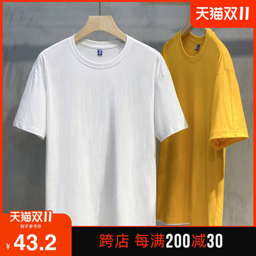 신사용 남성용 반팔 T Xia Xia 계절 조수 남성의류 레이어드 레이어링 단색 소형 드롭 숄더 루즈핏 순면 반소매 의 위에 바닥 셔츠