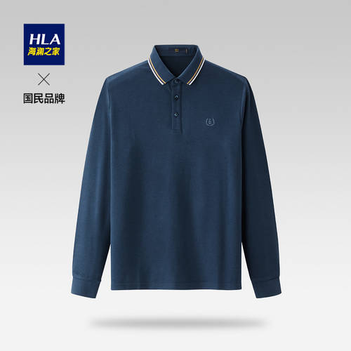 HLA/ HLA 칼라 컬러매칭 긴 소매 긴팔 POLO 가을 신제품 체스트 자수 셔츠 남성