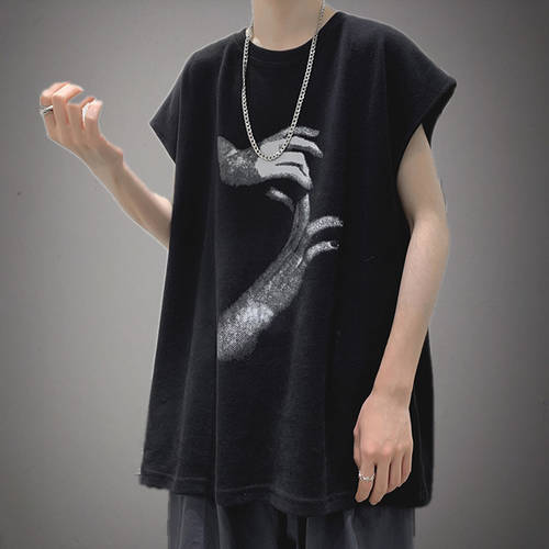 힙합 조끼 남자 여름 Jikuan Matsushio 흐름 개성있는 민소매 t 셔츠 운송 움직임 홍콩 스타일 ins 트렌디 유행 브랜드 조끼 농구 옷