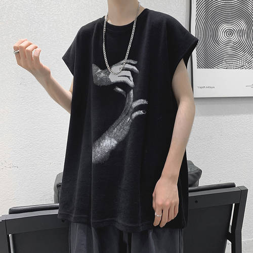 힙합 조끼 남자 여름 Jikuan Matsushio 흐름 개성있는 민소매 t 셔츠 운송 움직임 홍콩 스타일 ins 트렌디 유행 브랜드 조끼 농구 옷