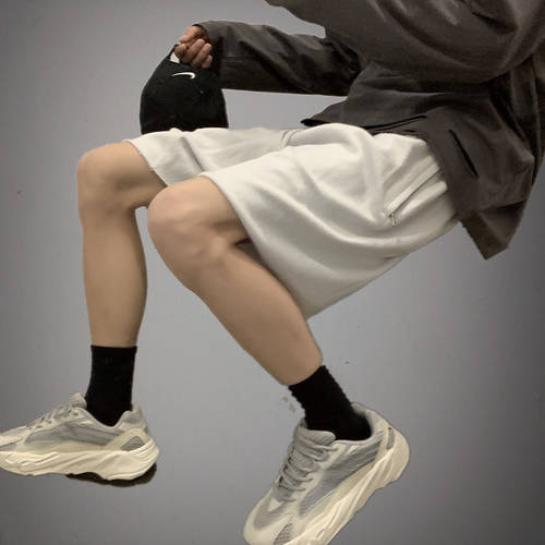 짧은 운동 바지 남성 바지 유행 ins 트렌디 유행 브랜드 홍콩 스타일 루즈핏 써머 여름용 얇은 위에 걸쳐 입는 캐주얼 농구 5부 바지