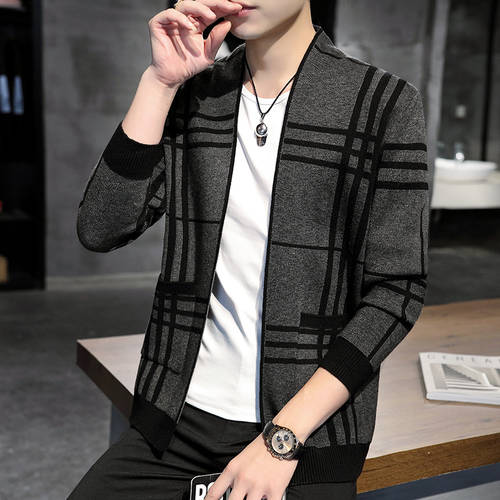  년 봄철 가을철 NEW 편물 열다 셔츠 남성 한국 스타일 유행 트렌드 트렌디 유행 브랜드 슬림핏 스웨터 니트 위에 걸쳐 입는 얇은 외투 아우터