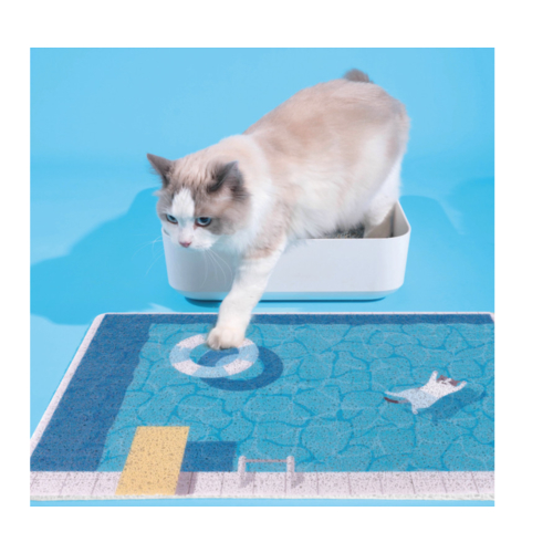반려동물 화장실  PurLab 일러스트 다용도 세척가능 매트 사막화방지 고양이 반려묘 모래 수영장 시원한 그림 
